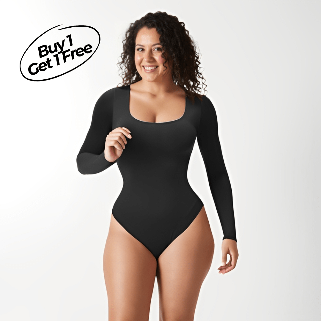 Long Sleeve Thong Bodysuit (Square Neck)