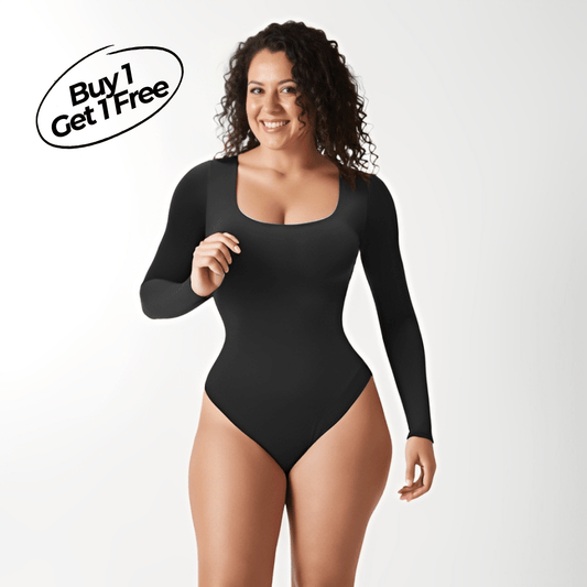 Long Sleeve Thong Bodysuit (Square Neck)